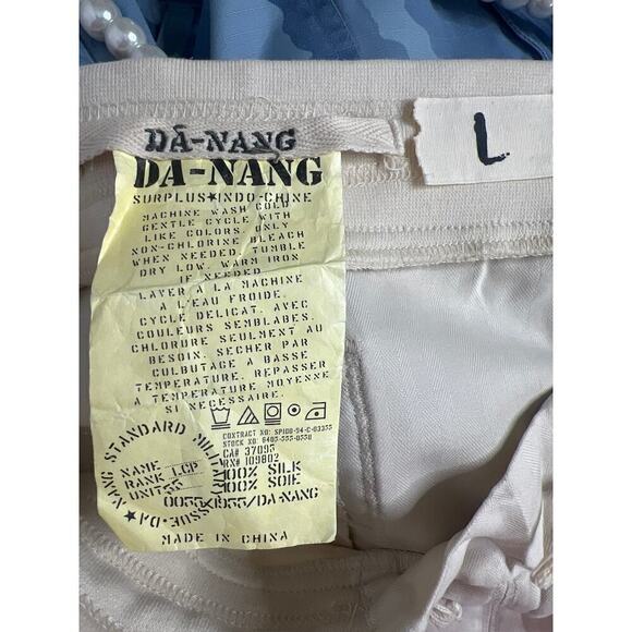 Da Nang Surplus 100% Silk Midi Length Cargo Drawsting Skirt in Cream Size Large - Picture 9 of 9